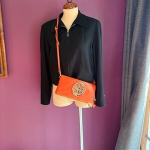 Tory Burch Orange Leather Crossbody with Gold Logo